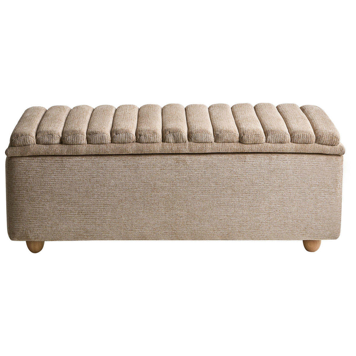 POLSTERBANK mit Stauraum Stoff Beige Salida - Beige/Braun, Holz/Textil (115/54/39cm) - Beliani