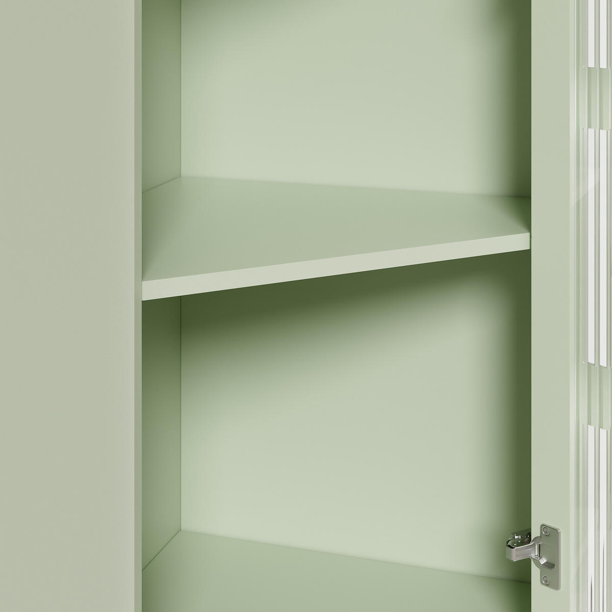 ECKSCHRANK in Grün lackiert mit App-gesteuerter LED & Glasvitrine - Mintgrün, Holzwerkstoff (63/124/45cm) - Urban Meuble