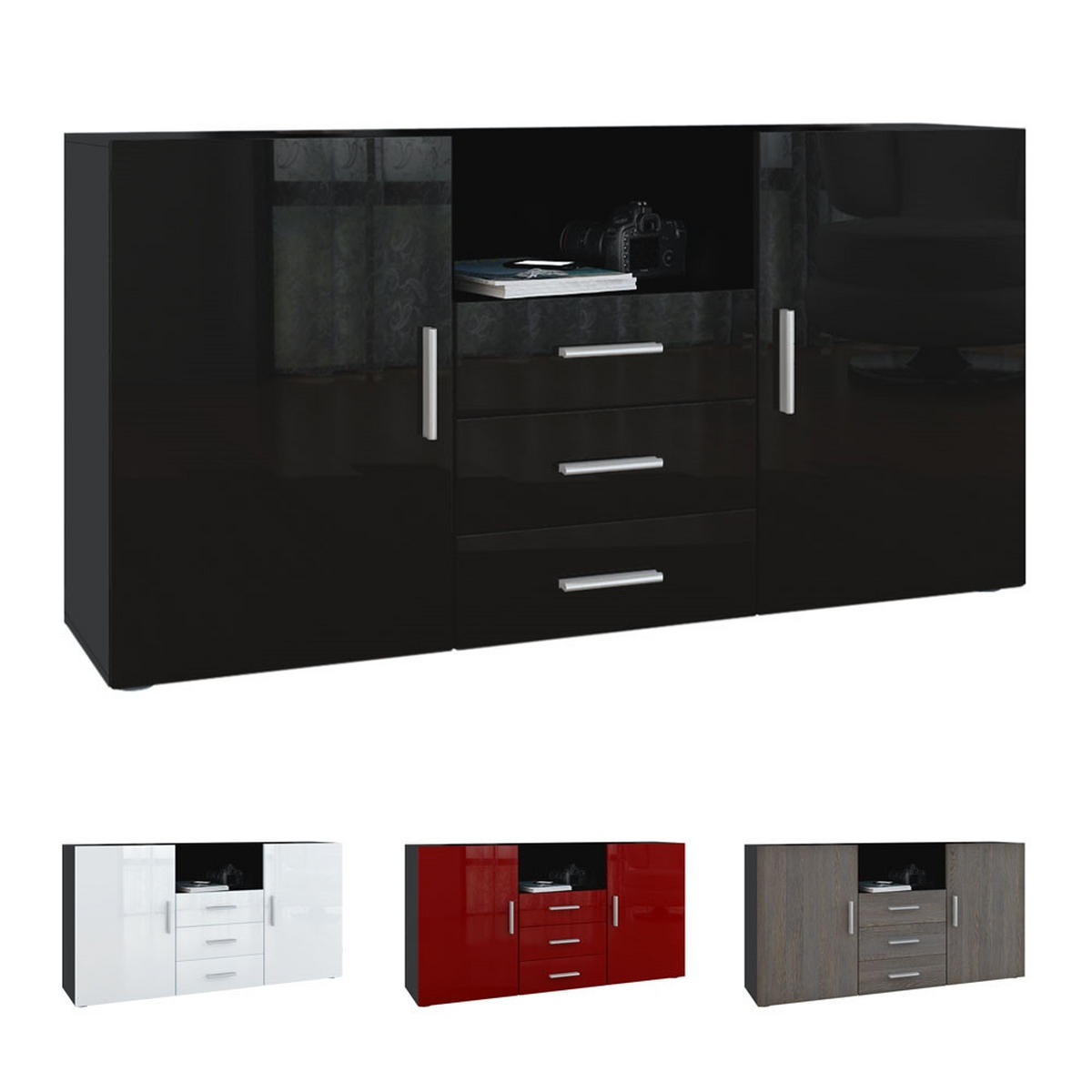 SIDEBOARD Skadu Front in Avola-Anthrazit - Anthrazit, Holzwerkstoff (138.5/71.5/35cm) - Vladon