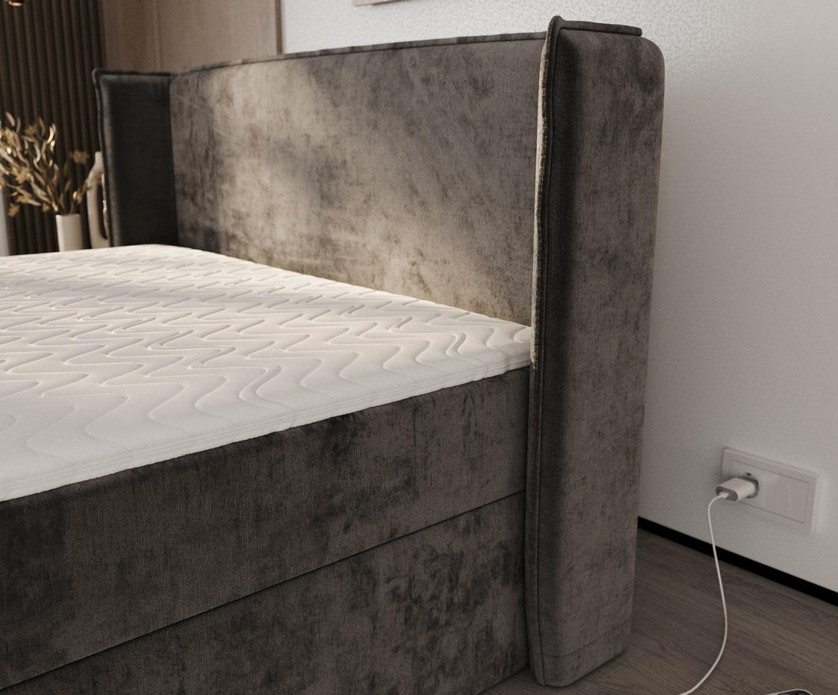 BOXBETT Viva 180/200 cm Anthrazit im Lotta Stoff - Anthrazit/Schwarz, Holz/Holzwerkstoff (180/200cm) - AltaBeds