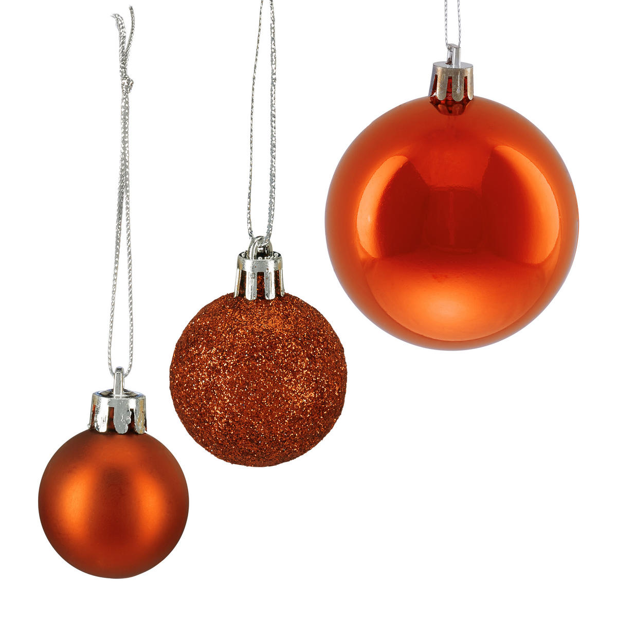 100XWEIHNACHTSKUGELN - Orange, Kunststoff (6/7/6cm) - Relaxdays
