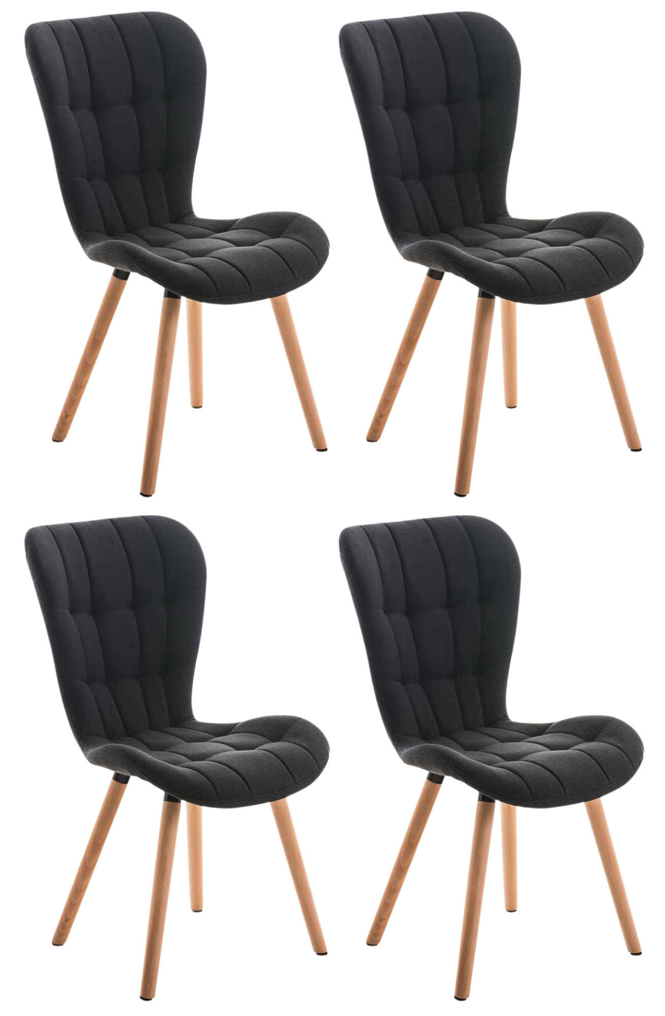 STUHL 4er Set Stoff schwarz - Eukalyptusholzfarben/Schwarz, Holz/Textil (50/88/63cm) - CLP