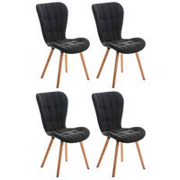 STUHL 4er Set Stoff schwarz - Eukalyptusholzfarben/Schwarz, Holz/Textil (50/88/63cm) - CLP