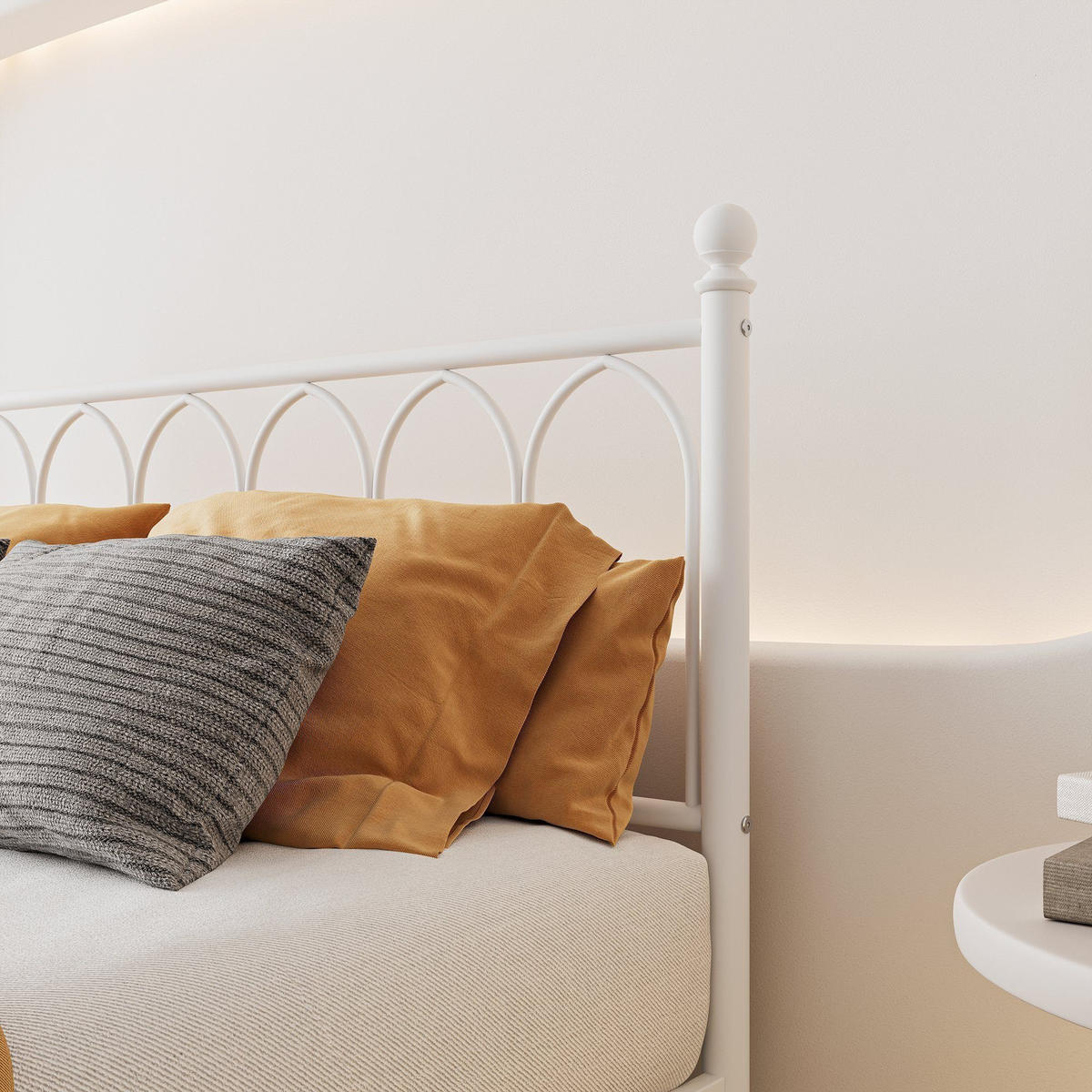 EINZELBETT 140/200 cm Weiß Bettgestell aus Metall - Weiß, Metall (140/200cm) - OKWISH