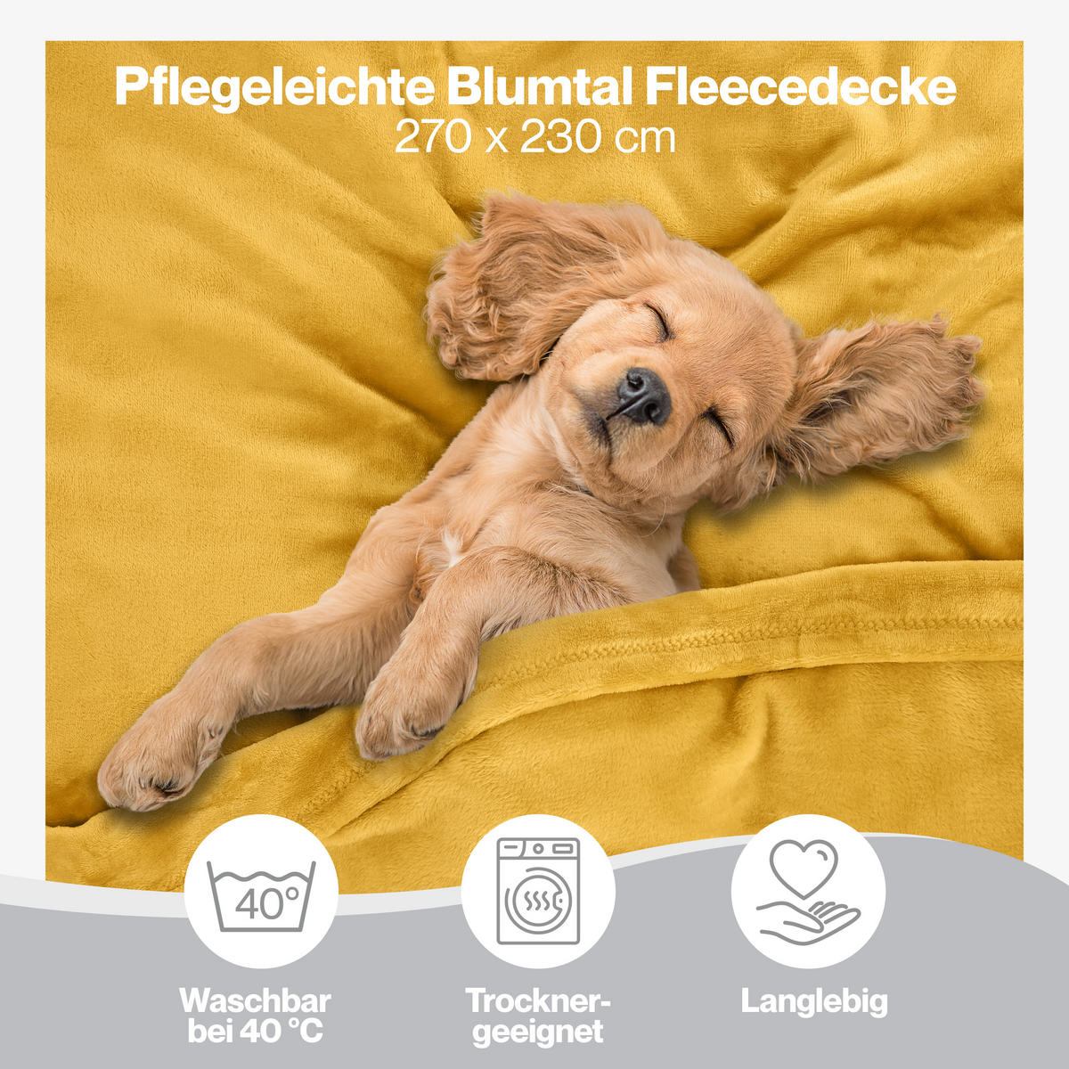 KUSCHELDECKE Anton 270/230 cm, Gelb - Gelb, Textil (270/230cm) - Blumtal