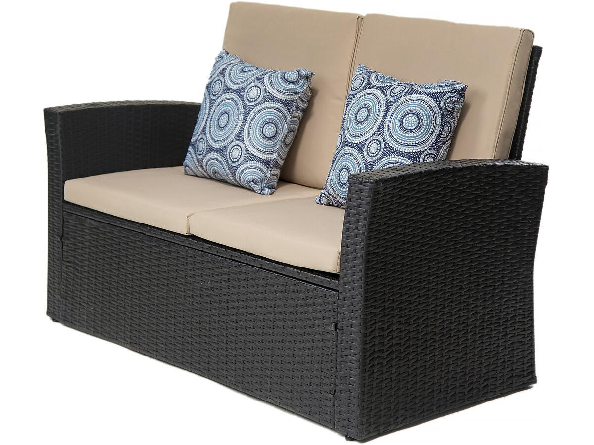LOUNGEGARNITUR Ilana 4-Sitzer Schwarz - Schwarz, Kunststoff - Habitat Garten
