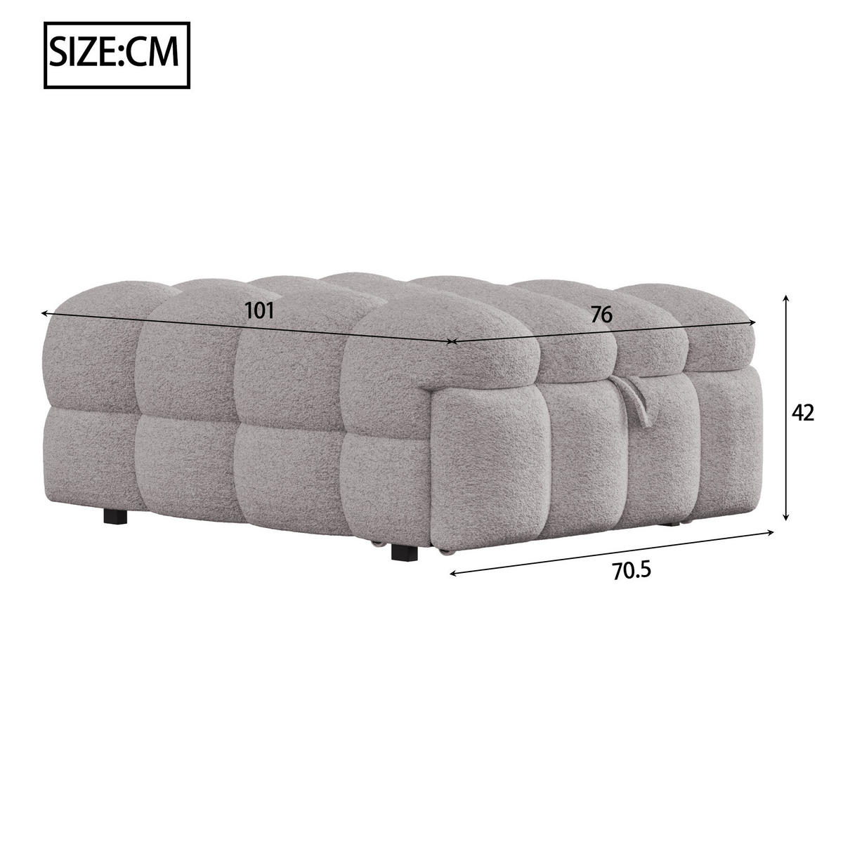 BETT 183/76/42 cm Grau aus Teddy mit 2-in-1-Funktion - Grau, Textil (70/180cm) - OKMYHOME