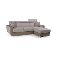 ECKSOFA PALAZZO Beige Geflochtener Stoff mit Schlaffunktion - Beige, Holz (236/165cm) - MASSENO