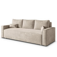 BETTSOFA MENI LM Creme Chenille-Stoff mit Schlaffunktion - Creme, Textil (232/85/87cm) - MASSENO