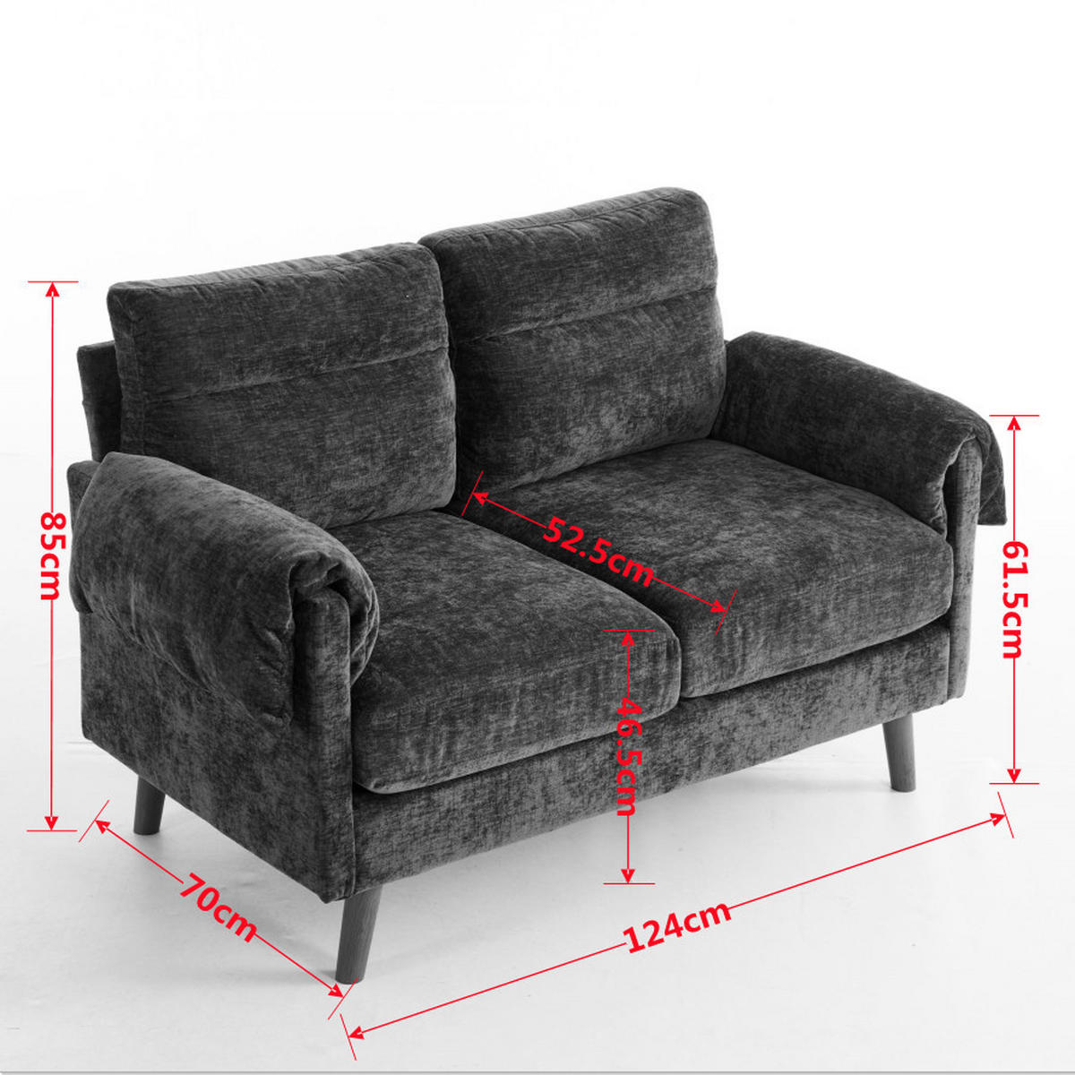 2-SITZER-SOFA aus smaragdgrünem Chenille, kompakt und platzsparend - Grün, Textil (70/85/124cm) - Urban Meuble