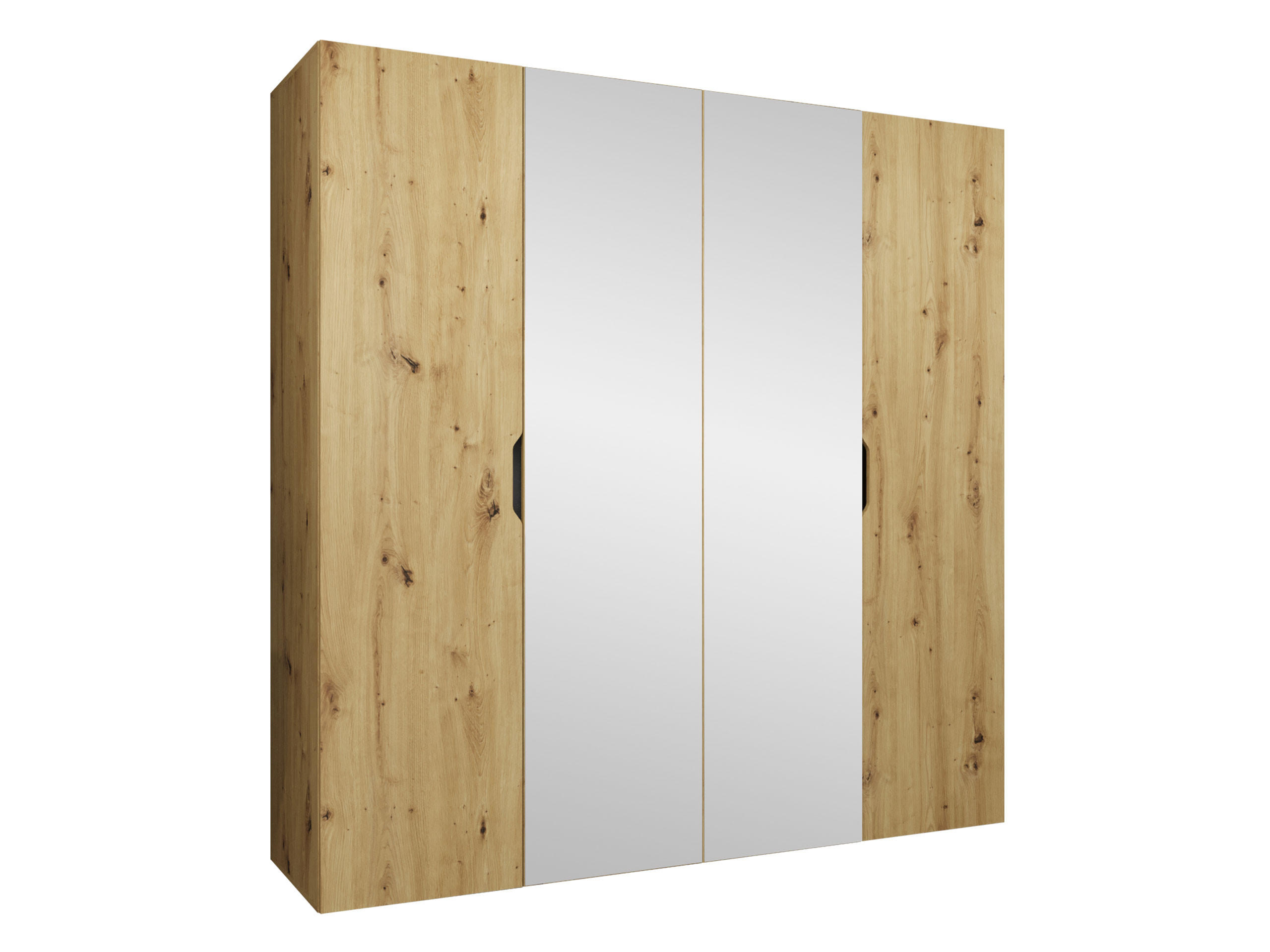 DREHTÜRENSCHRANK Malaga 200 mit Frontspiegel - Eiche Artisan, Holzwerkstoff (200/202/52cm) - MIRJAN24