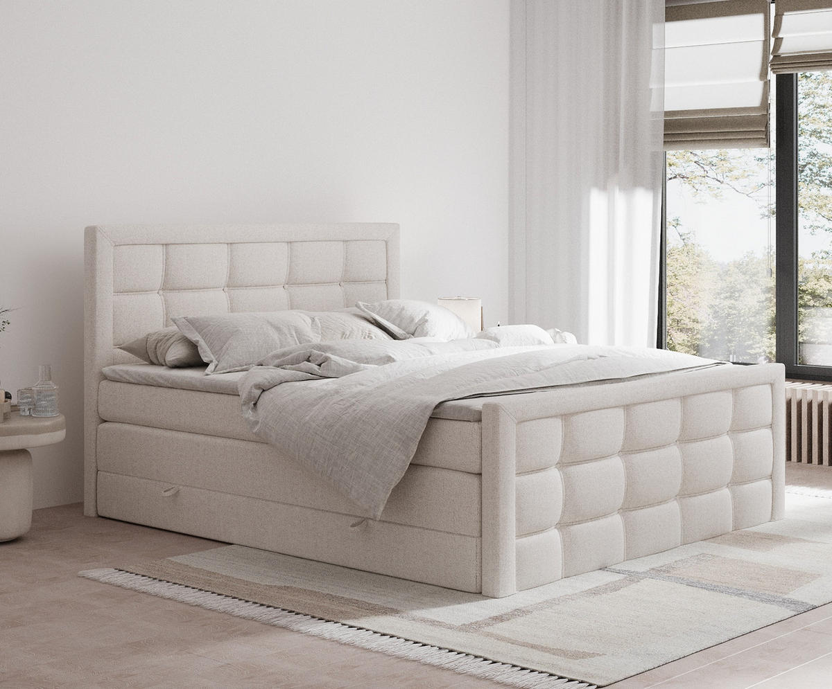BOXSPRINGBETT Ambrosia Beige 180/200 cm - Beige/Schwarz, Holz/Holzwerkstoff (180/200cm) - Maison de Reve