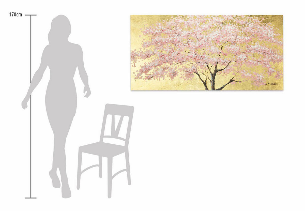 ÖLGEMÄLDE 120/60 cm - Pink/Braun, Holz/Textil (1.88/60cm) - KUNSTLOFT