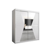 SCHWEBETÜRENSCHRANK 200/180/62 2-türig - Silberfarben/Weiß, Holz/Kunststoff (180/200/62cm) - MÖBEL KRYSPOL