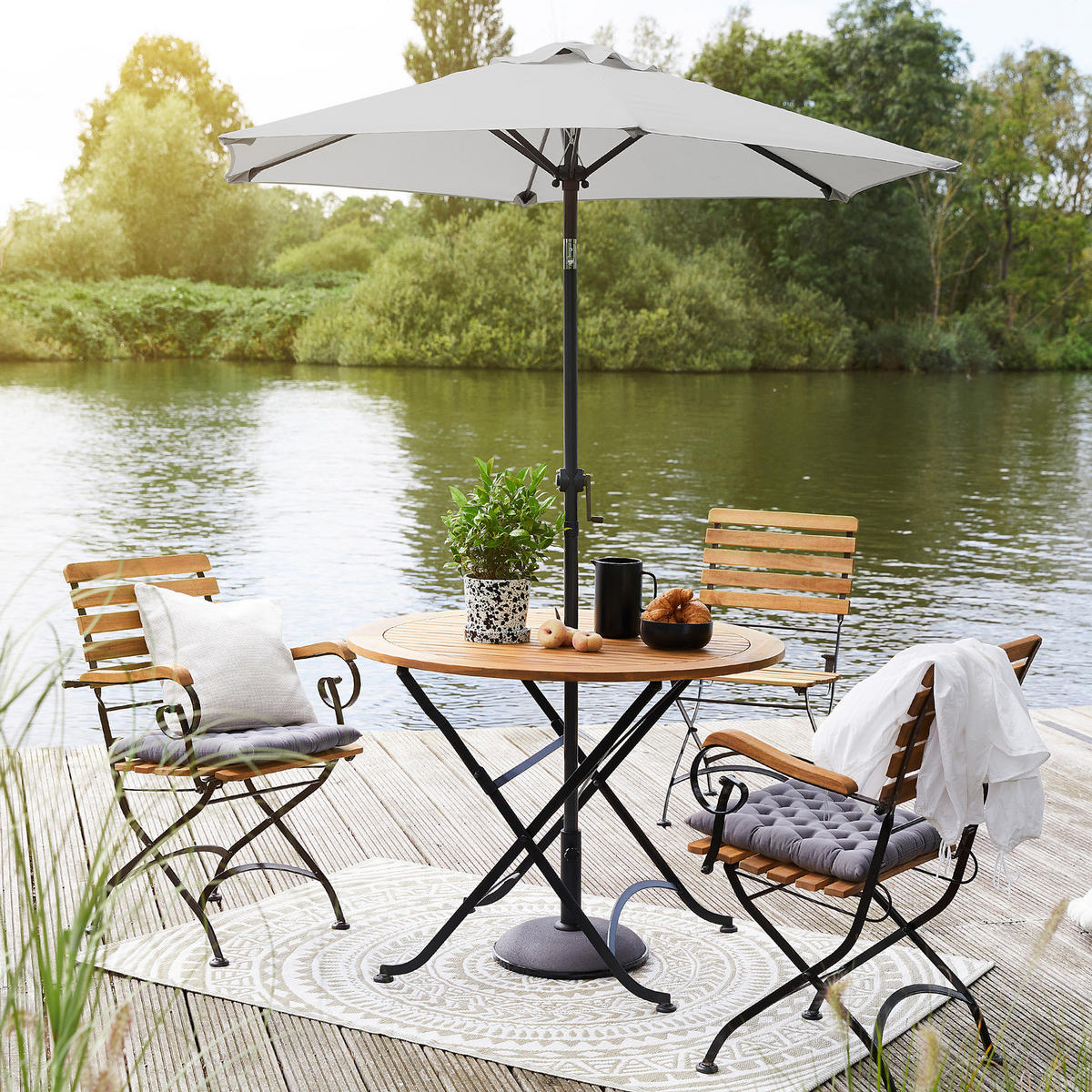 SONNENSCHIRM Siesta - Grau, Metall (180/180cm) - Butlers