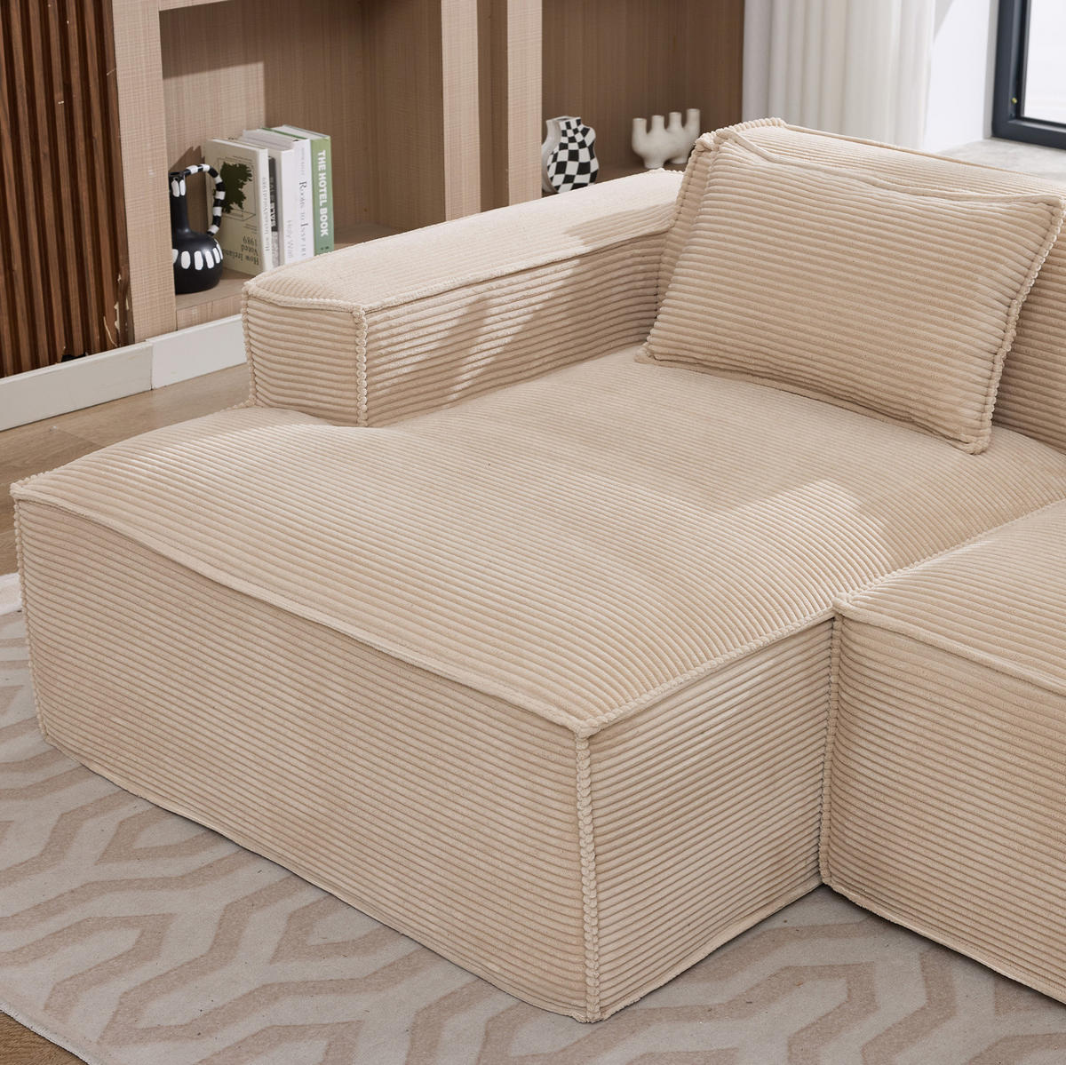 3-SITZER-SOFA aus Polyester 235 cm Khaki mit elastischer Federkern-Polsterung und pflegeleichtem Bezug - Beige, Textil (235/70/129cm) - Modfu