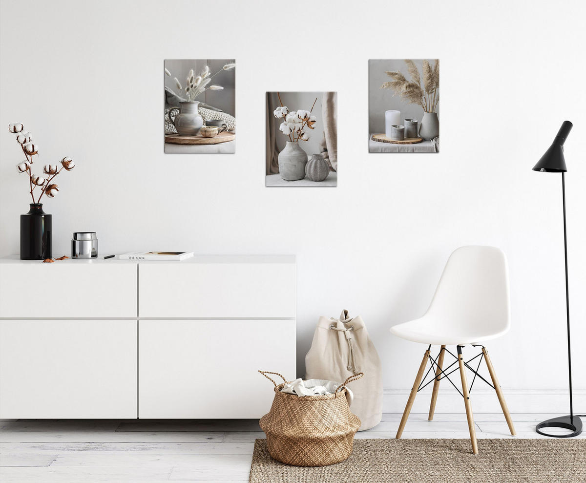 BILDERSET 3er-Set 30x40 cm Stillleben beige grau - Beige, Kunststoff (30/40cm) - artissimo