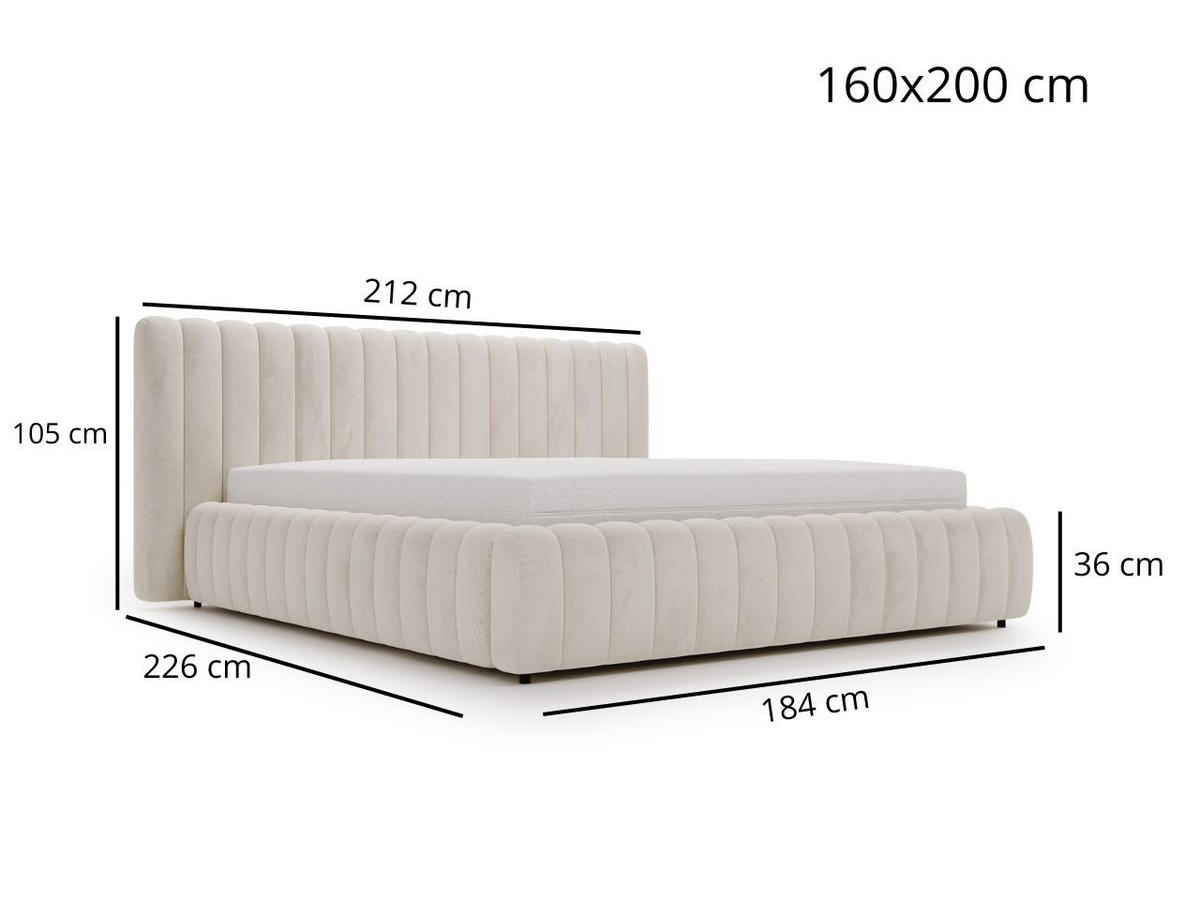 POLSTERBETT Bliss 160x200 Beige - Beige, Textil (160/200cm) - Graingold