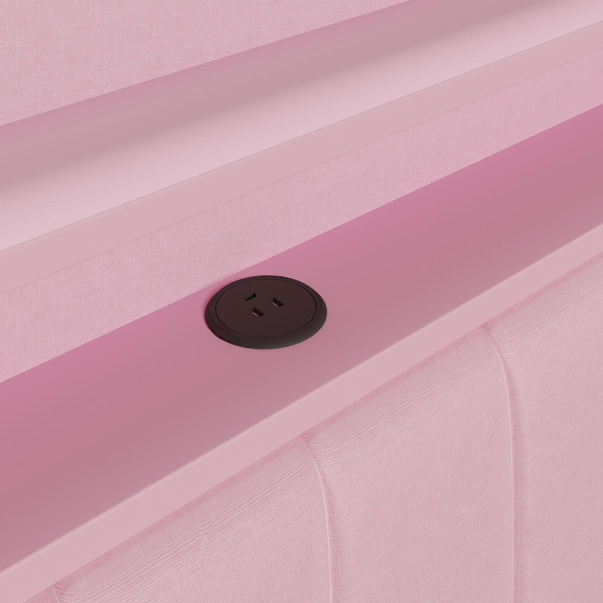 BETT 140/200 cm in Rosa Stoff mit 2 Schubladen, LED, USB und Schreibtisch - Rosa, Holzwerkstoff/Textil (140/200cm) - WISHDOR