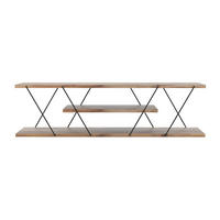 TV-BOARD - 120 cm x 30 cm - Metall, Holz, Platte - Naturfarben Hell - DELORY - Naturfarben, Holz/Metall (120/33/30cm) - Vente-Unique