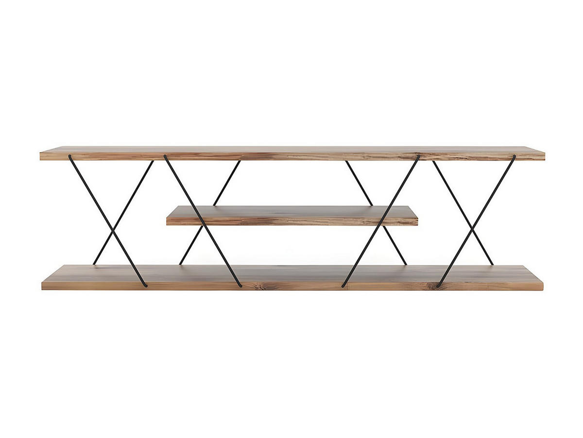 TV-MÖBEL mit 1 Ablage - Naturfarben & Schwarz - DELORY - Naturfarben, Metall (120/33/30cm) - Vente-Unique