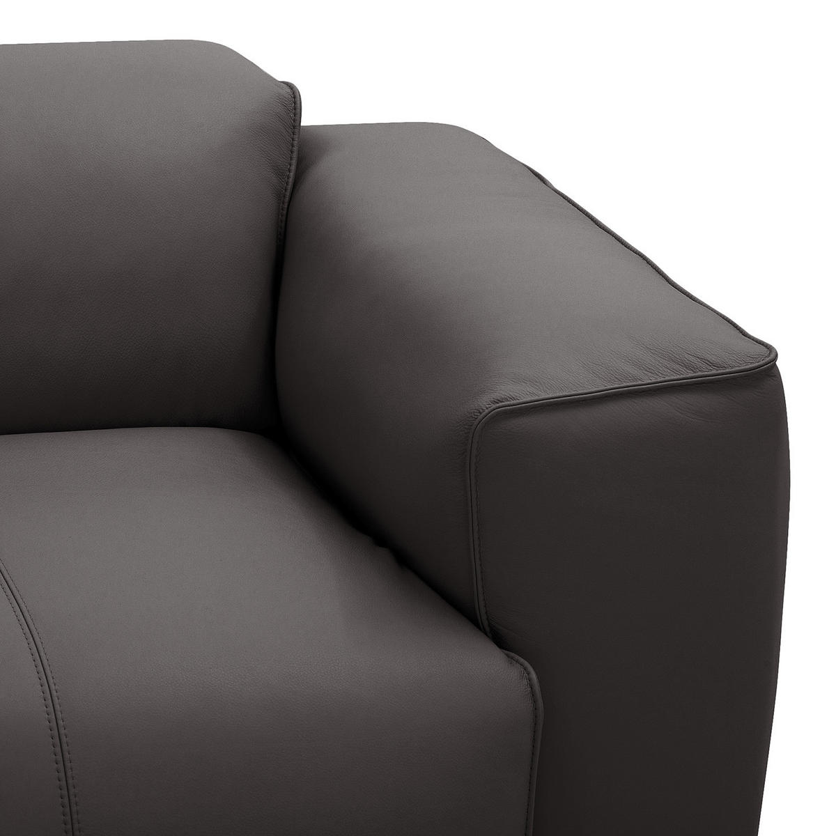 3-SITZER ECKSOFA mit Recamiere - Schwarz/Grau, Leder/Kunststoff (295/231cm) - home24