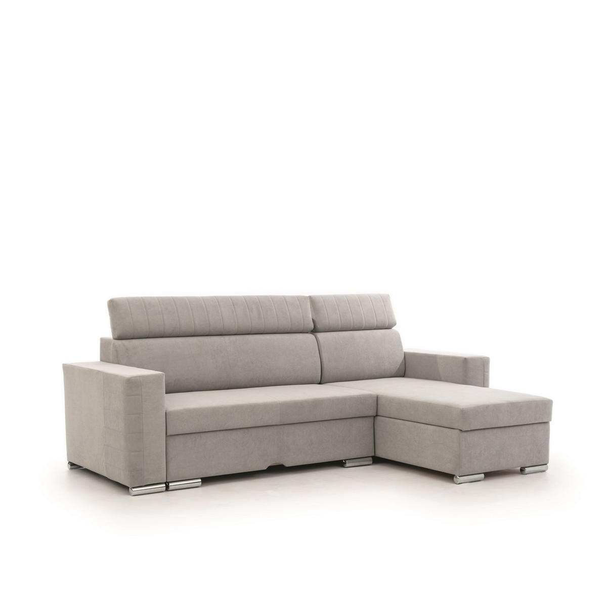 ECKSOFA Canton In Camelia - Hellgrau, Holzwerkstoff/Textil (260/173cm) - Fun Möbel