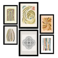 POSTER Set Mit 6 Drucken Von Linien In Der Sammlung Von Ethnischenen Ästhetische Dekorative Rahmen Für Zuhause Wandkunstdruck A3 & A4 Schwarzer Rahmen - Schwarz, Papier (29/3cm) - Nacnic