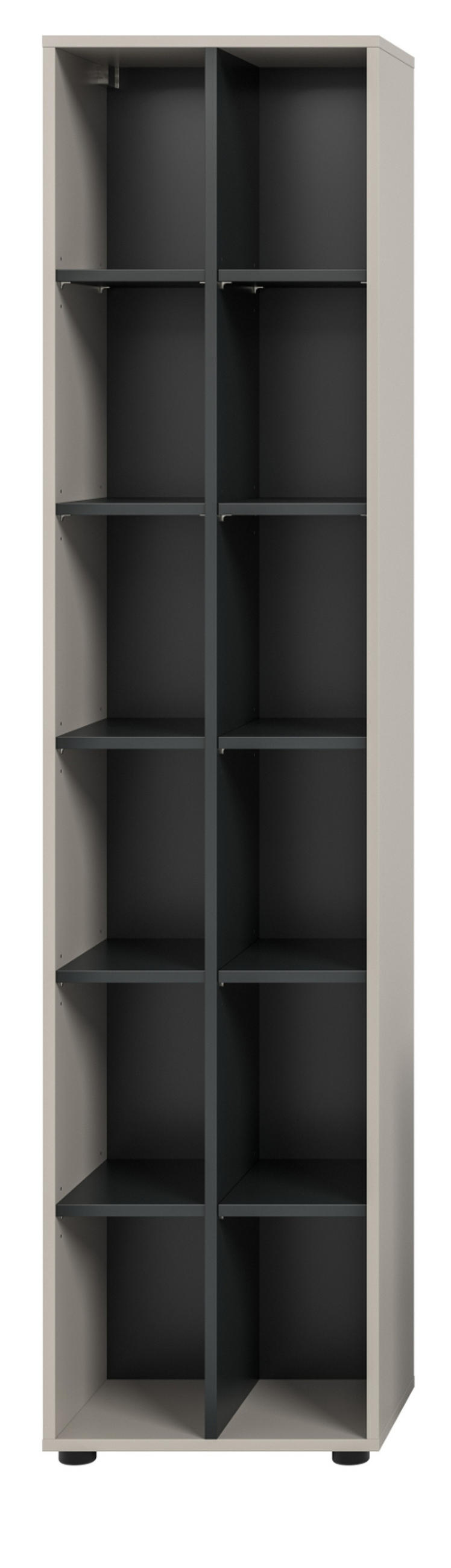 REGAL Kaschmir, schwarz 45 cm, Standregal mit 12 Fächern - Kaschmir/Schwarz, Holzwerkstoff/Kunststoff (45/192/35cm) - Inn.Furn