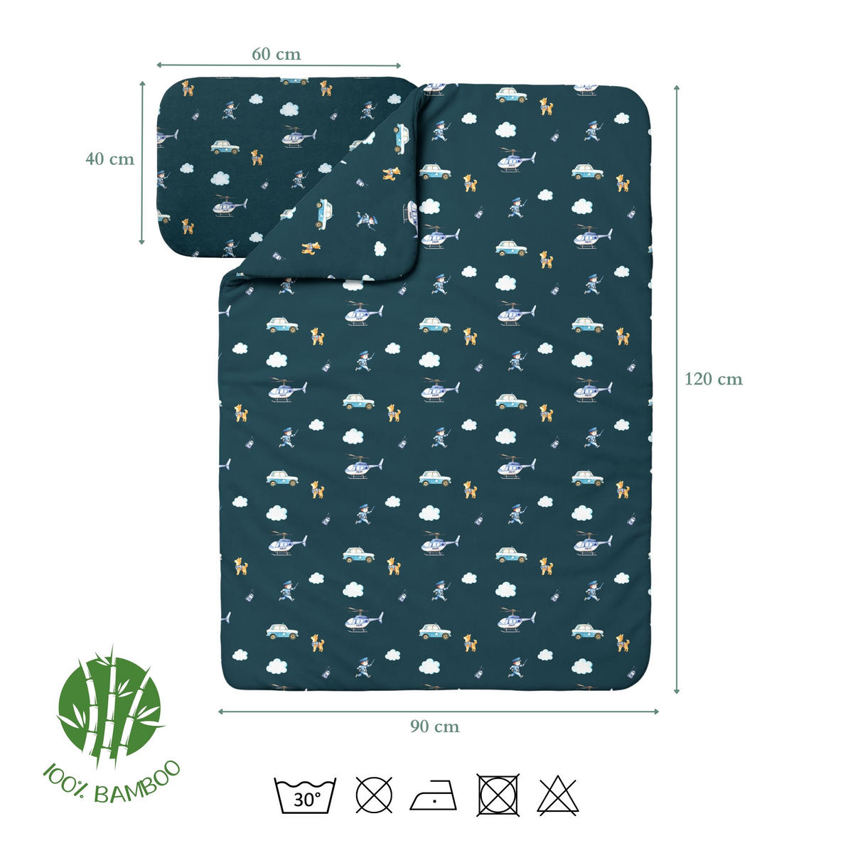 BABY bambu-sängkläder Polis - Mörkblå, Textil (90/120cm) - waldin