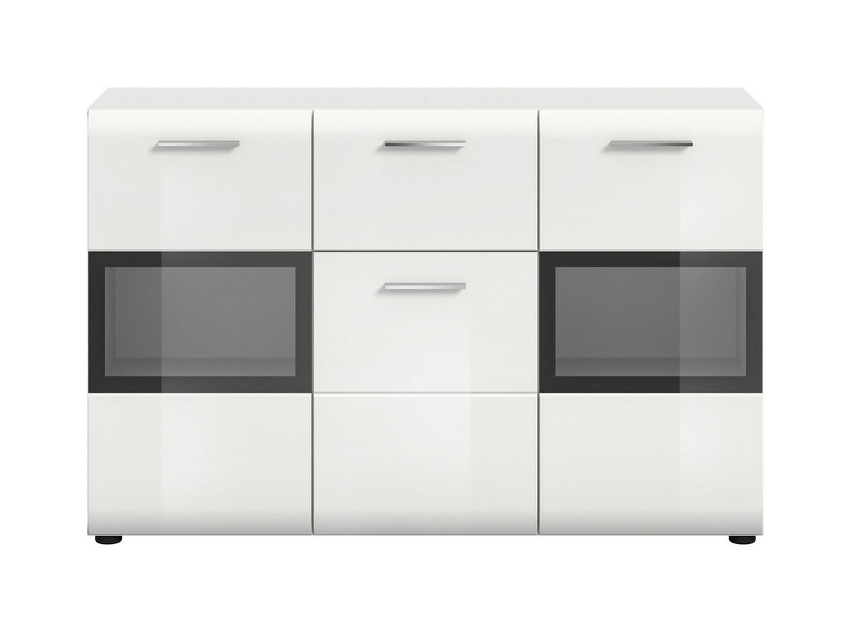 SIDEBOARD ICE (B/H/T: ca. 125/81/37 cm) in Weiß/weiß hochglanz - Weiß, Holzwerkstoff (125/81/37cm)