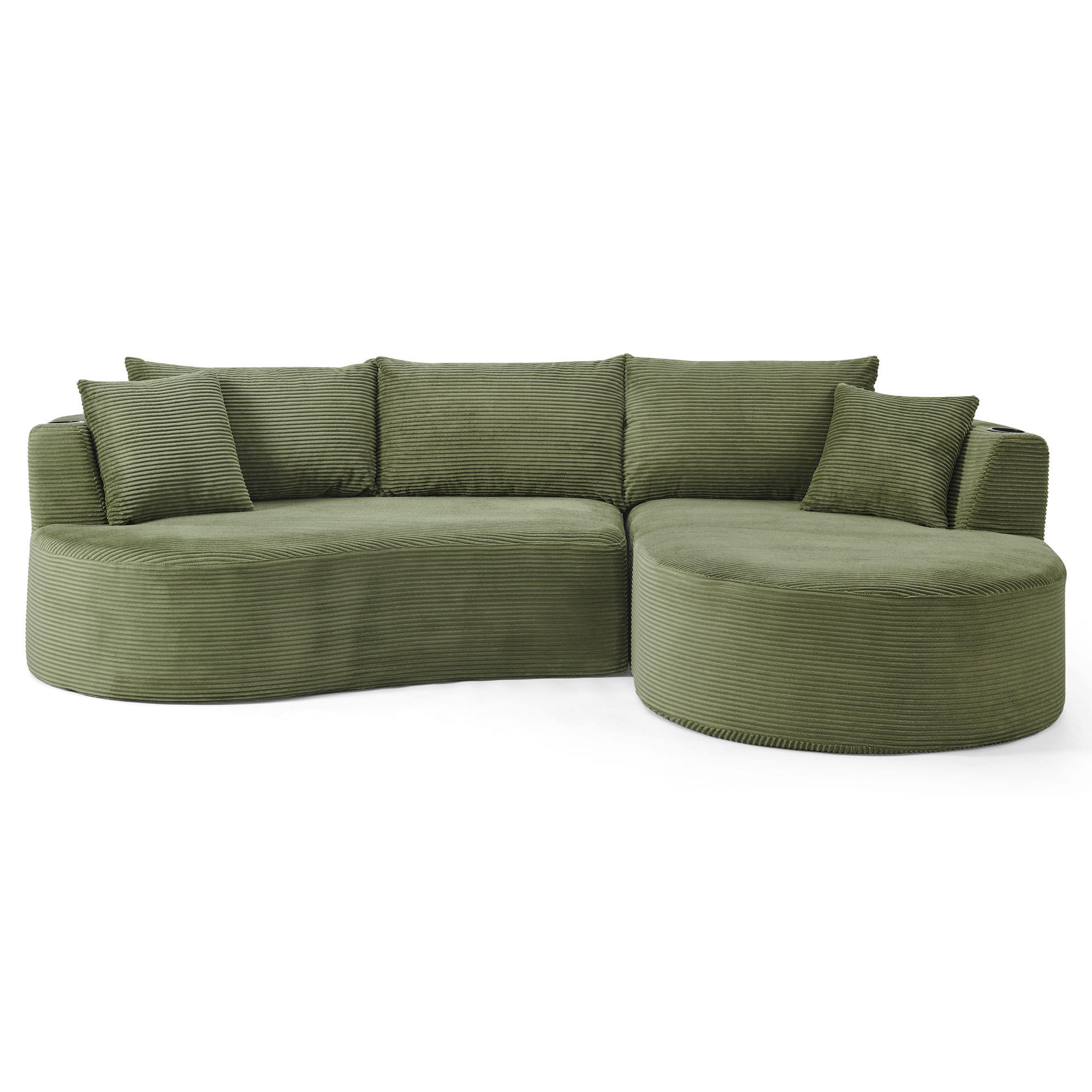 ECKSOFA 264/168/76 cm Grün mit Getränkehalter (Rechte Seite) - Grün, Textil (264/168cm) - Oxeza