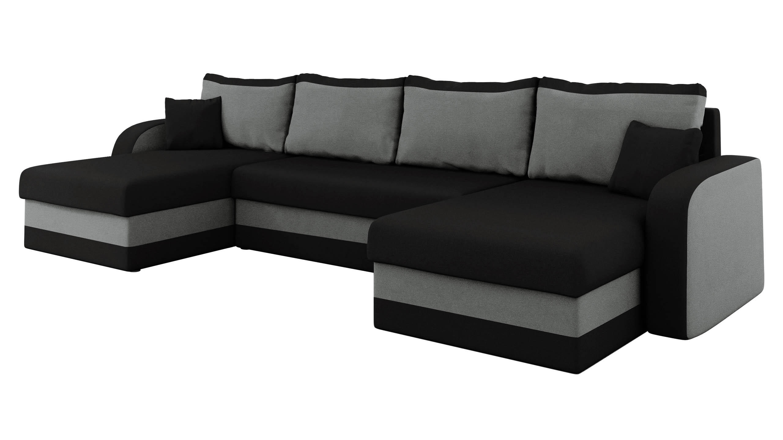 ECKSOFA Kris U Lux - Schwarz, Holz/Kunststoff (304/80/140cm) - MIRJAN24