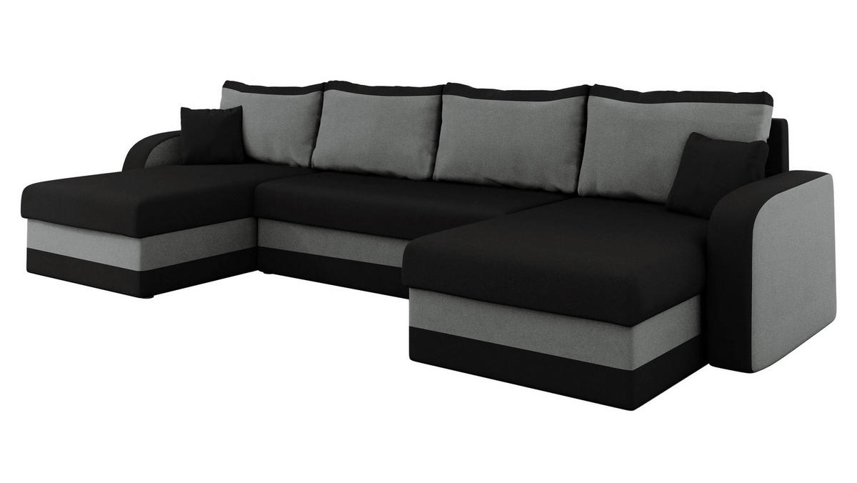 ECKSOFA Kris U Lux - Schwarz, Holz/Kunststoff (304/80/140cm) - MIRJAN24
