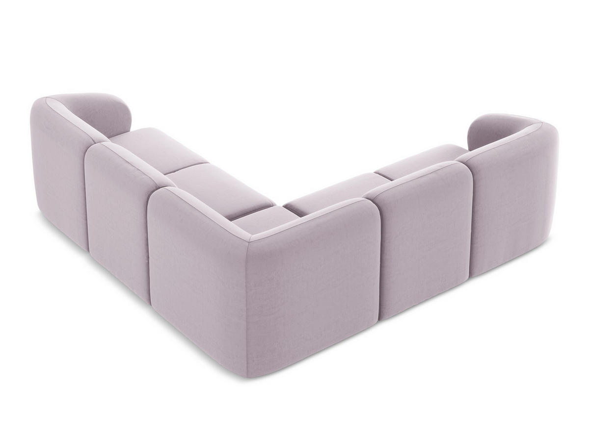 ECKSOFA Samt Stoff Violett - Flieder/Schwarz, Holzwerkstoff/Kunststoff (251/251cm) - Makamii