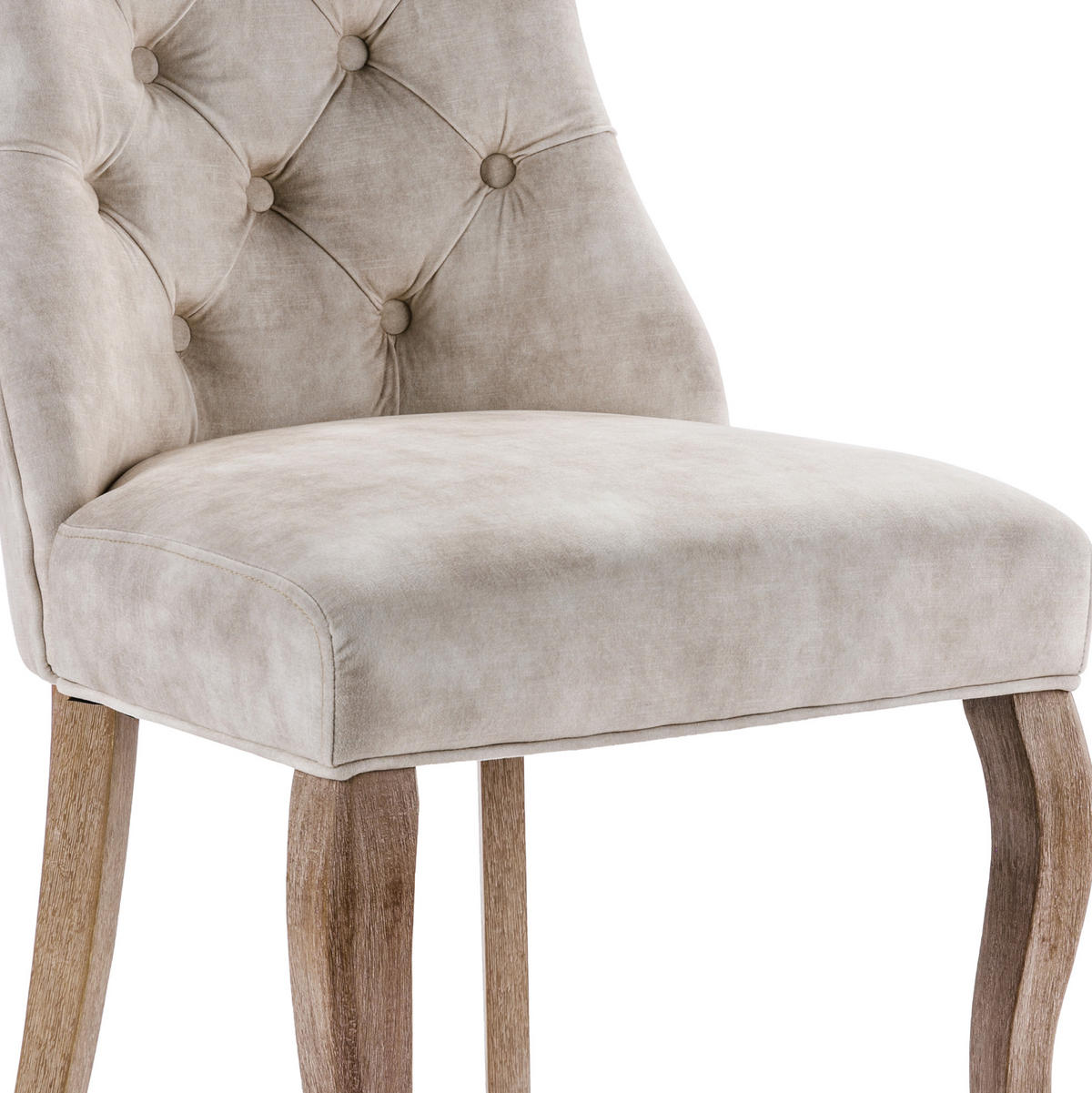 ESSZIMMERSTUHL mit Knopfsteppung 2er-Set Sitzbreite 51 cm Samt Hellbeige - Beige, Holz (51/97/51cm) - Meubliv