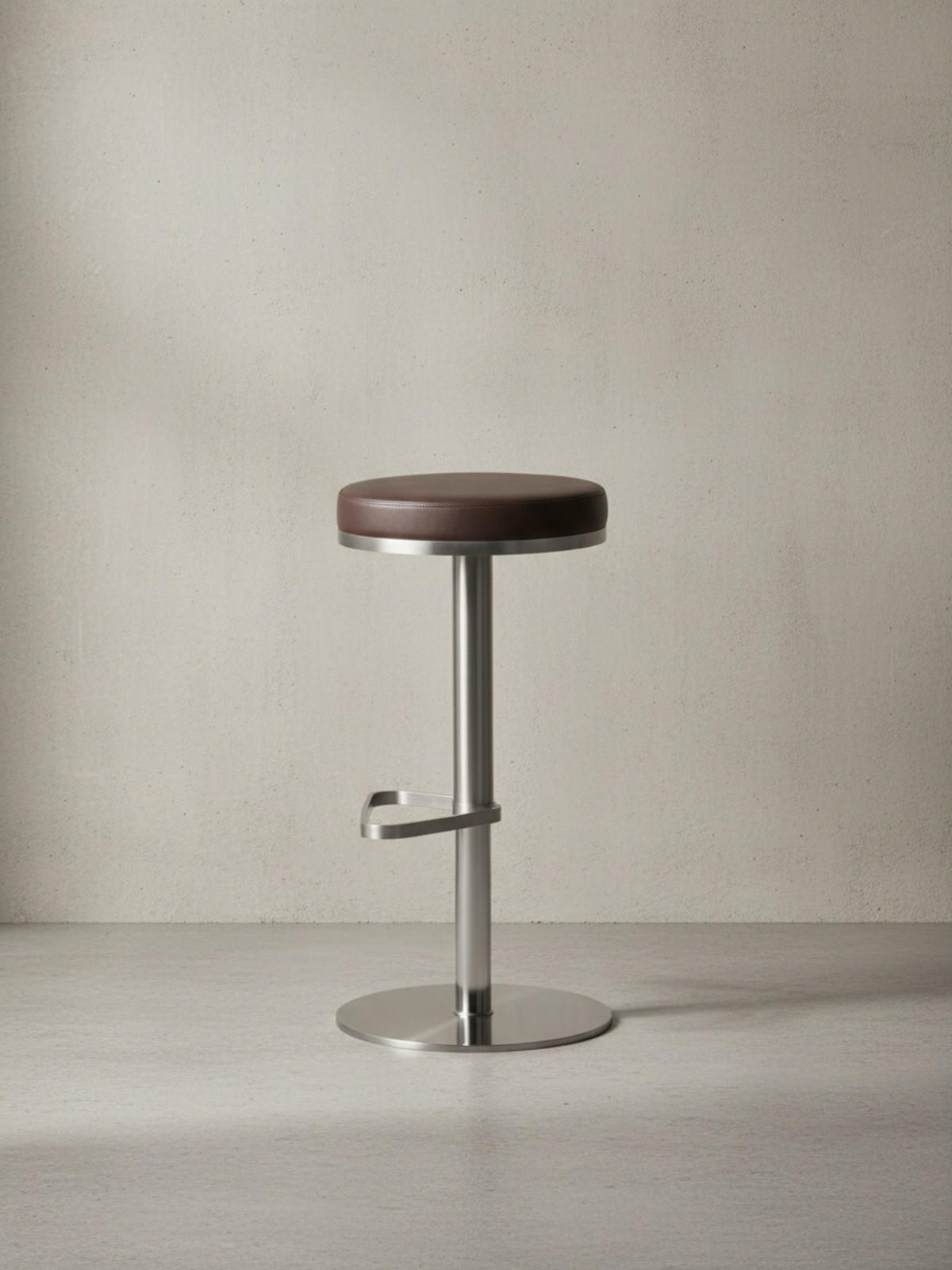 BARHOCKER Edelstahl Höhenverstellbar Drehbar Standfuß Gepolstert, Braun 38x38x82 cm - Chromfarben/Braun, Kunststoff/Textil (38/82/38cm) - KADIMA DESIGN