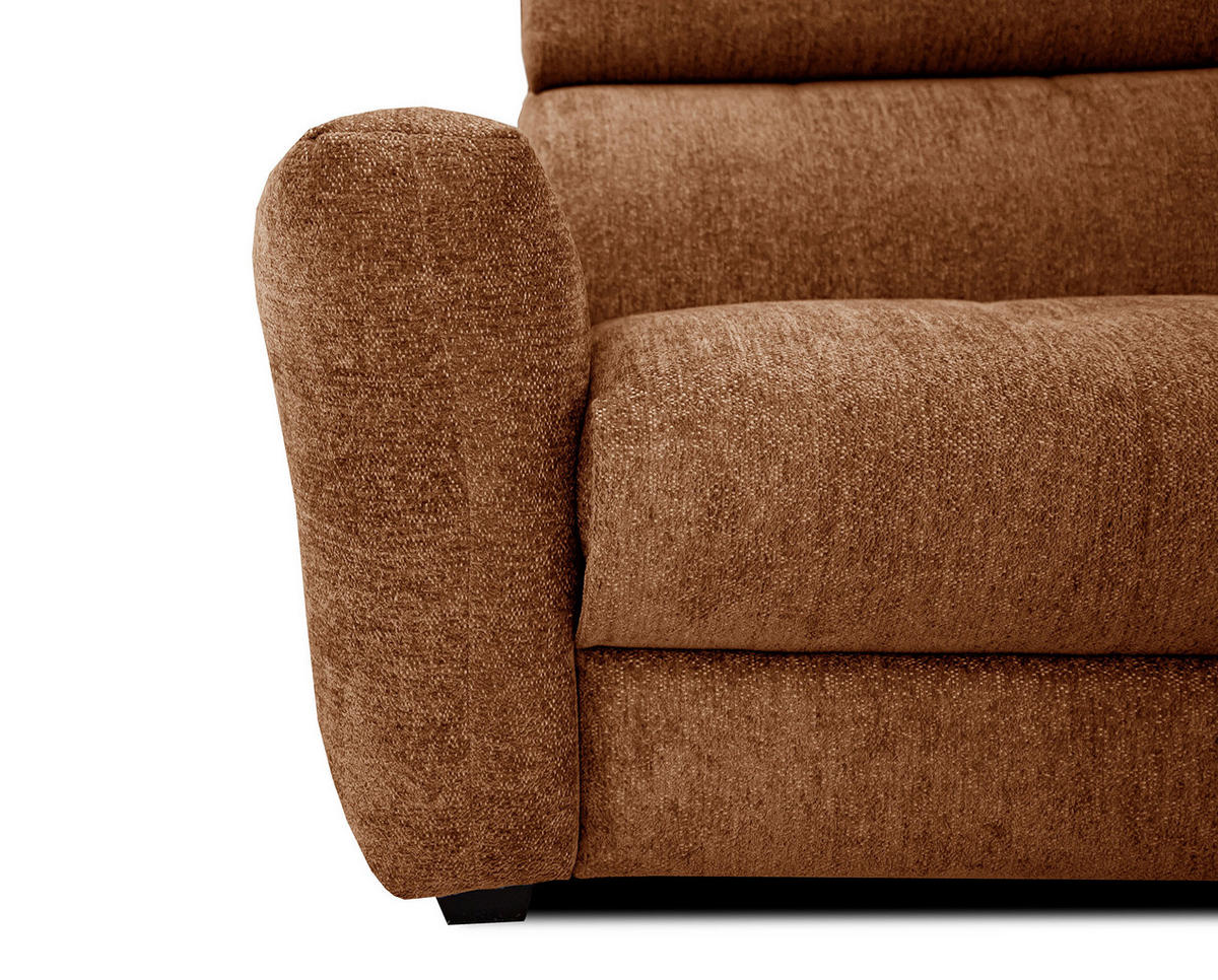 SOFA CALVERA 3-Sitzer mit 2 Relaxfunktionen, dunkelorange - Dunkelorange, Holzwerkstoff/Textil (204/79/106cm) - Courtois Laville