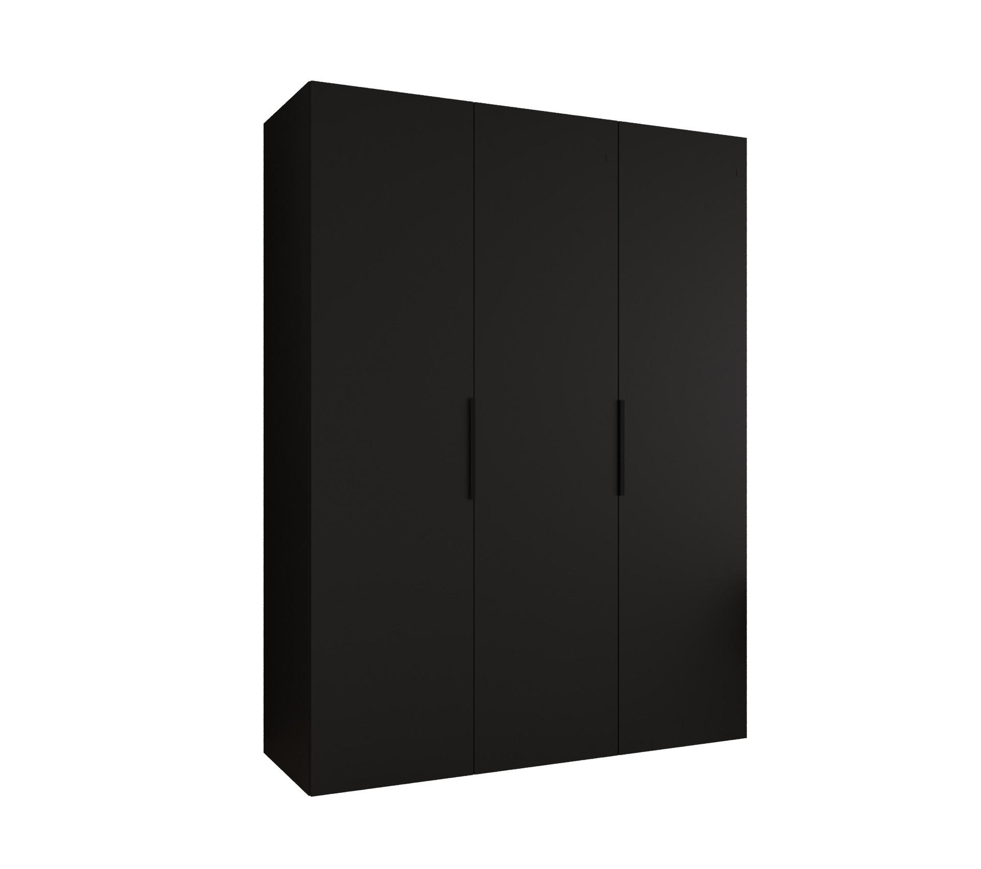 Möbel Kryspol Drehtürenschrank Schwarz, Schwarz 150x202x52 cm