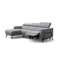 ECKSOFA RODEN 4-Sitzer mit Relax, hellgrau, Veloursstoff - Hellgrau, Holz/Textil (268/92cm) - Wozimo