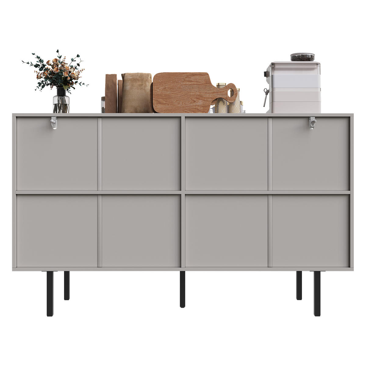 SIDEBOARD mit 4 Türen und verstellbaren Regalen, 140/38.5/82.5cm - Grau, Holzwerkstoff (140/82.5/38.5cm) - Urban Meuble