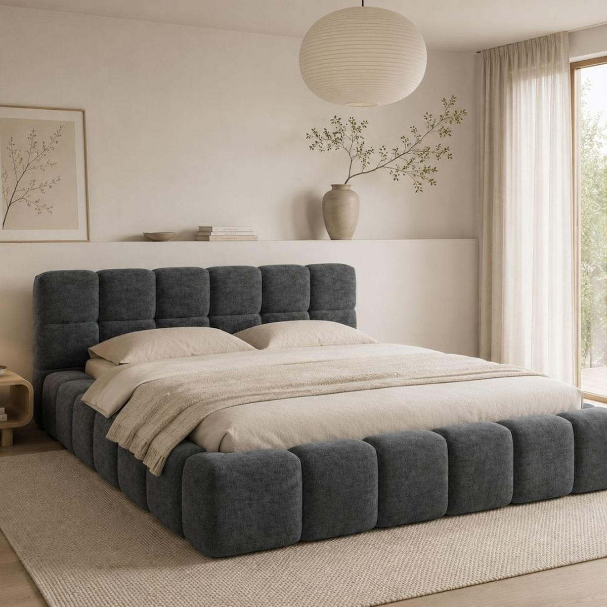POLSTERBETT NUBO Premium 180x200 cm mit Bettkasten – PERFECT HARMONY 90 - Dunkelgrau, Holz (180/200cm) - Dekori_Interiors