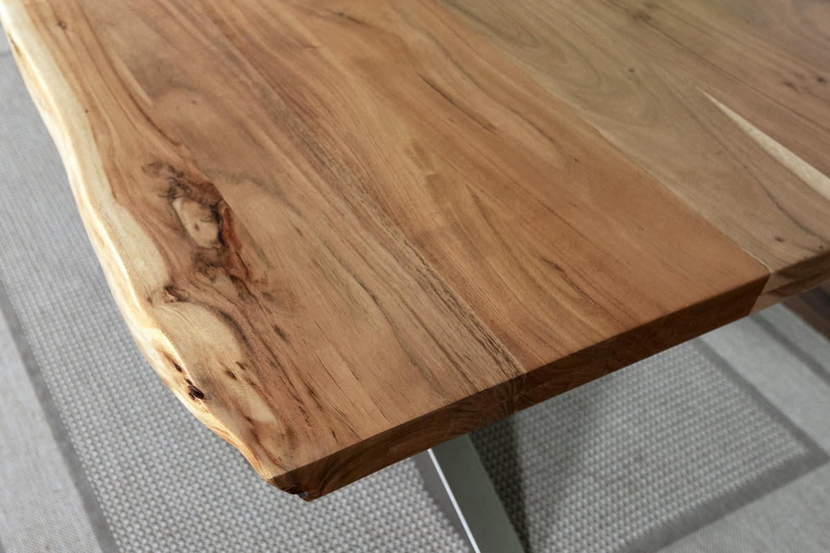 ESSTISCH CALI - Beige/Silberfarben, Holz/Metall (100/300/77cm) - SAM