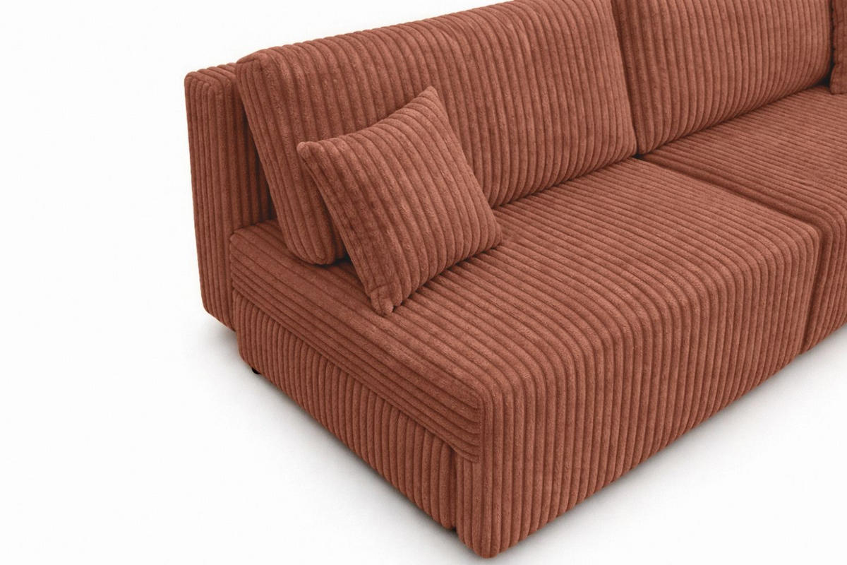 SOFA Mit Schlaffunktion Und Bettkasten, Cordstoff Tilia, Kupfer, BEST MINI - Orange, Holz (200/83/98cm) - Kaiser Möbel