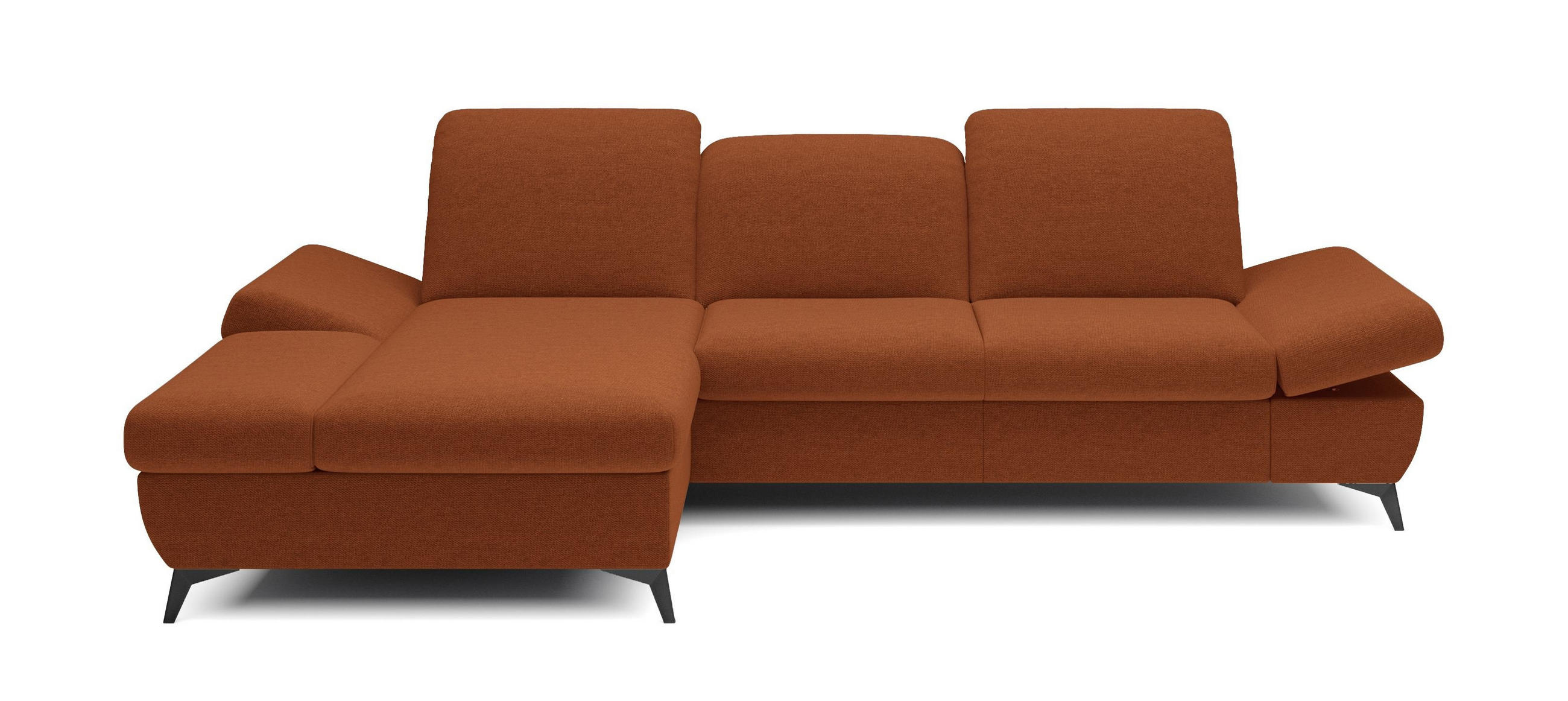 ECKSOFA FELICE L-S Orange Geflochtener Stoff mit Schlaffunktion - Orange, Holz (284/166cm) - MASSENO