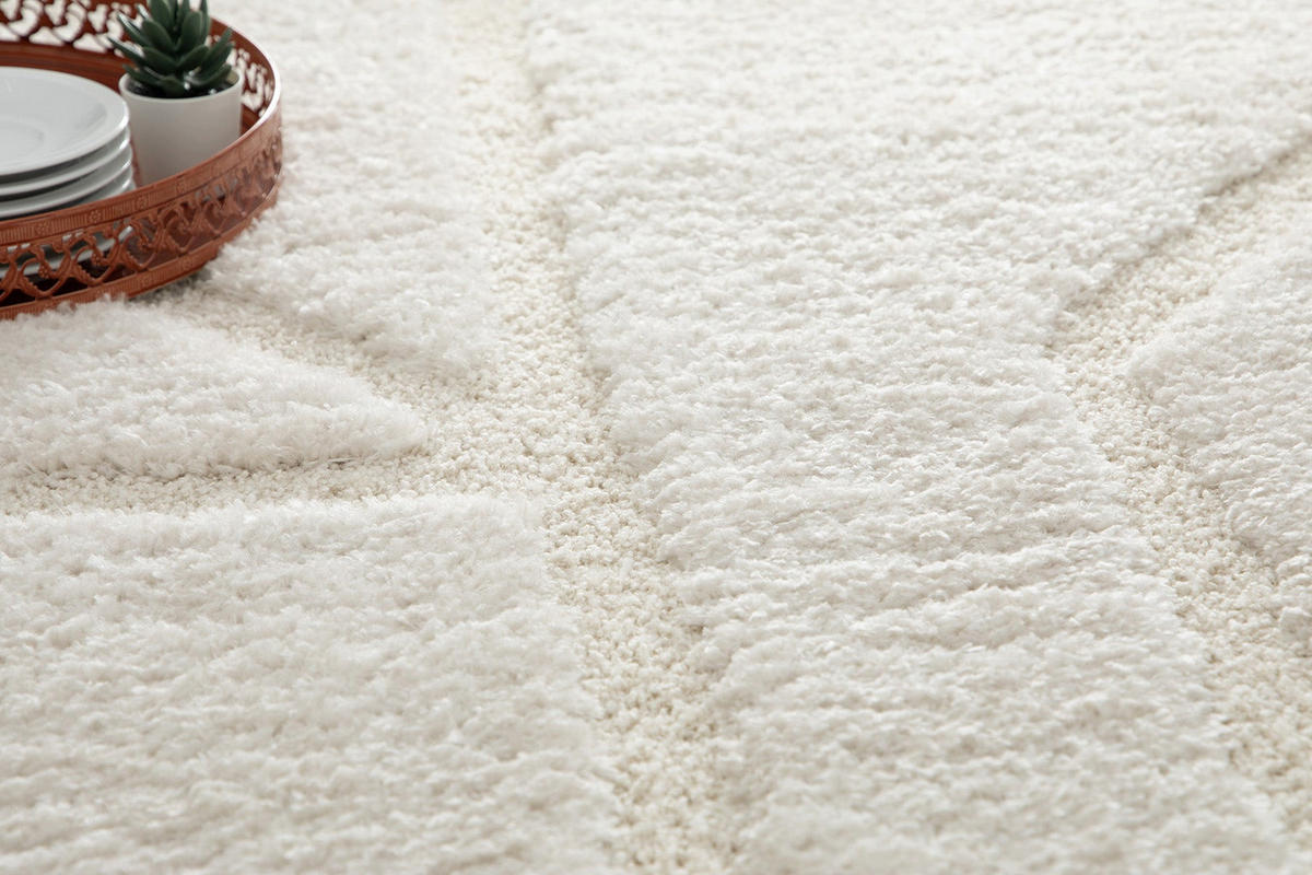 TEPPICH weich mit Relief aus recyceltem Polyester weiß - Weiß, Textil (160/230cm) - AFK Living