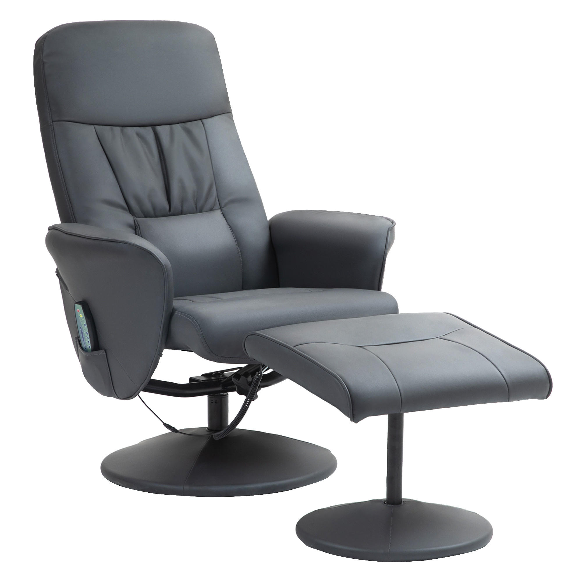 RELAXSESSEL mit Fußhocker, Elektrischer Massagesessel mit Liegefunktion - Dunkelgrau, Metall (81/105/76cm) - HOMCOM