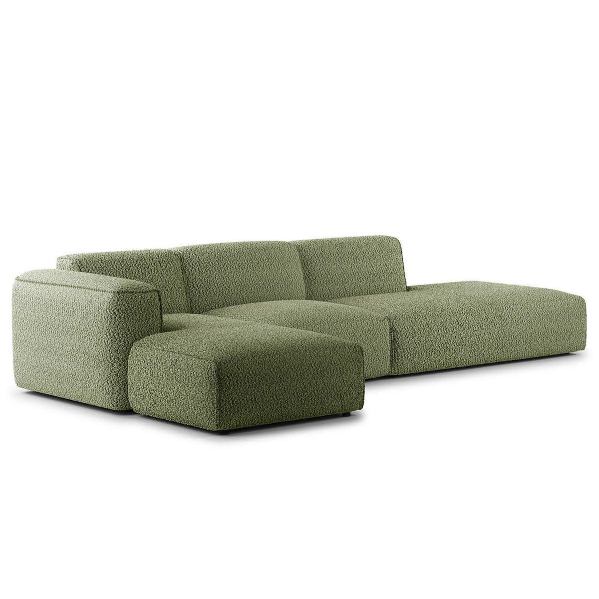 ECKSOFA mit Chaiselongue - Schwarz/Grün, Kunststoff/Textil (290/173cm) - home24