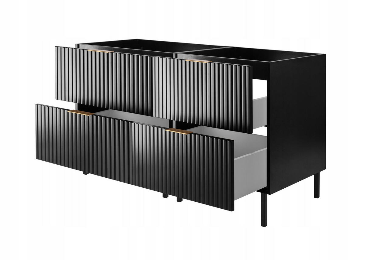 WASCHBECKUNTERSCHRANK FLOW Schwarz matt 120/57/46 cm - Schwarz, Holzwerkstoff (120/57/46cm) - Rodan