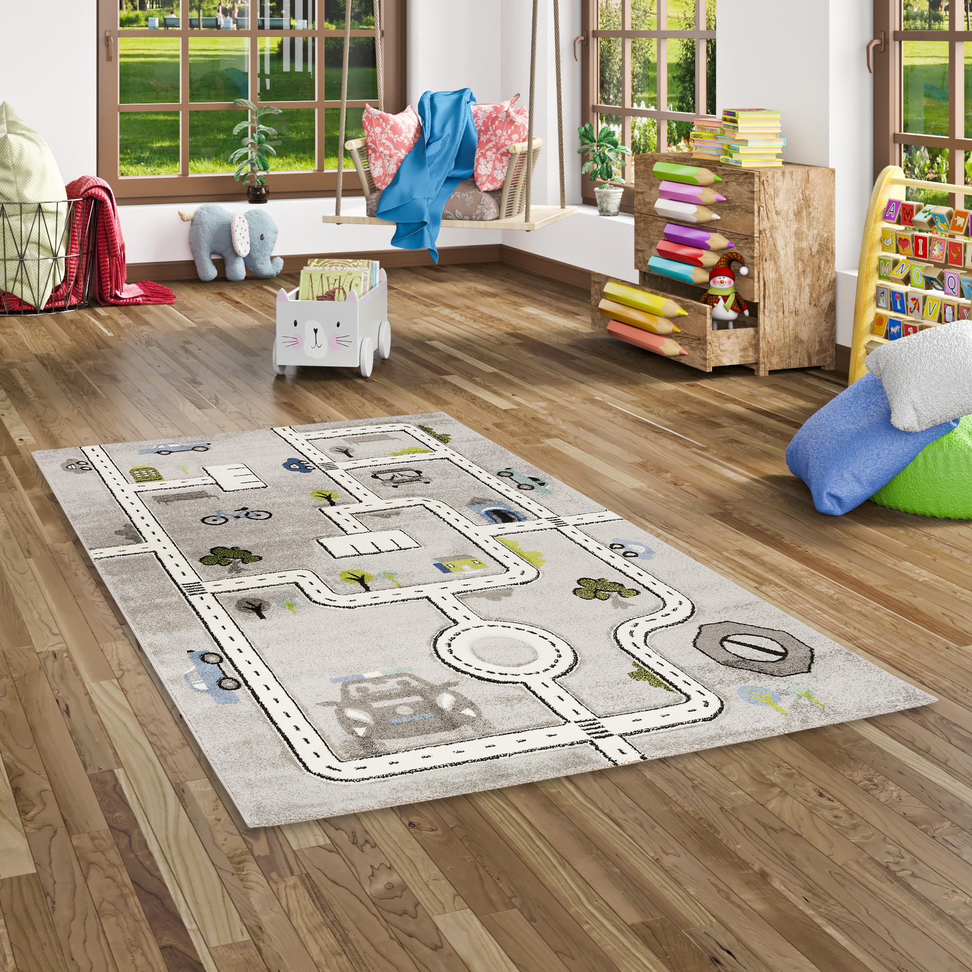 KINDER TEPPICH MAUI KIDS STRASSEN - Grau, Textil (120/170cm) - Pergamon